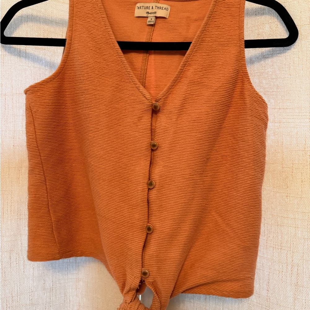 Madewell Pink Tie Front Tank Top